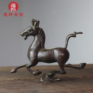 仿古镀紫铜马踏飞燕铜合金摆件十二生肖马家居客厅办公室装饰品