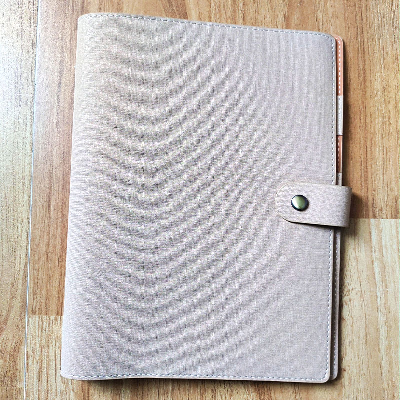 B5九孔活页本外壳 软皮面带名y片位可插笔 9孔 金属铁夹6孔A5 薄