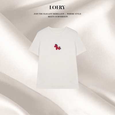 LOERY【木马T】夏季新线迹小马刺绣松弛感简约随性百搭短袖22189