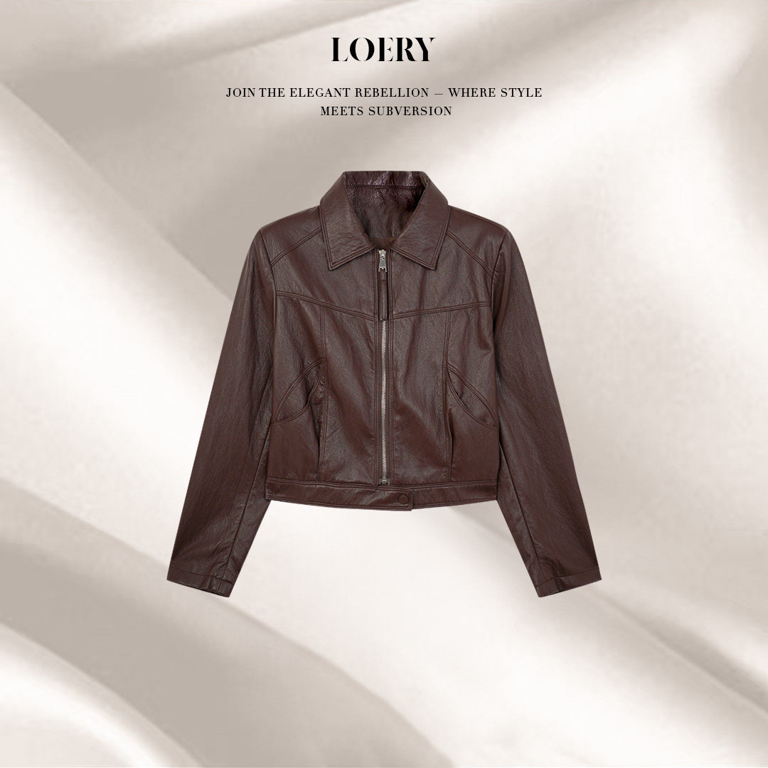 LOERY【老佛爷】轻朋克风腰果花小众设计感气质皮外套-256802图片