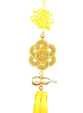 2023兔年化五黄二黑挂件六顺帝铜铃铛八顺铜葫芦六帝钱八帝钱挂饰