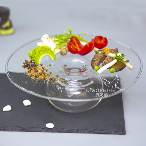 创意干冰玻璃餐具意境碗分子料理美食个性帽盘飞碟酒店刺身盘冰盘