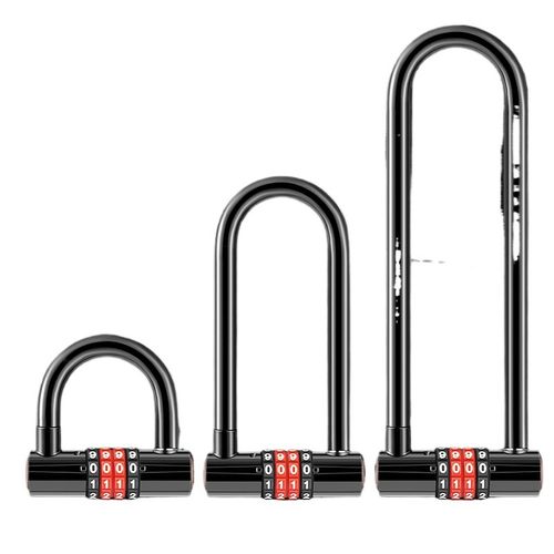 U型防盗密码锁加长双插锁玻璃门锁商铺大门挂锁自行车锁文件厨柜