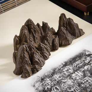 铜山摆件假山子造景办公室桌面装饰品案头清供书房镇纸毛笔架笔搁