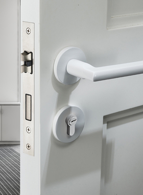 白色门锁室内卧室磁吸静音房门锁简约木门锁分体锁房间锁具门把手