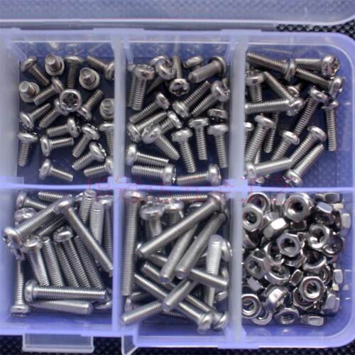 ,240个盒装 304不锈钢螺丝钉六角螺母MP3螺丝螺帽套装组合