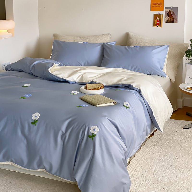 100支全棉长绒棉床上四件套毛巾绣卡通刺绣被套床单床笠床品