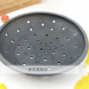 西城汇复古黑陶泥罐盆饭罩子蒸锅蒸盘蒸架蒸格蒸漏盆水果餐盘隔水