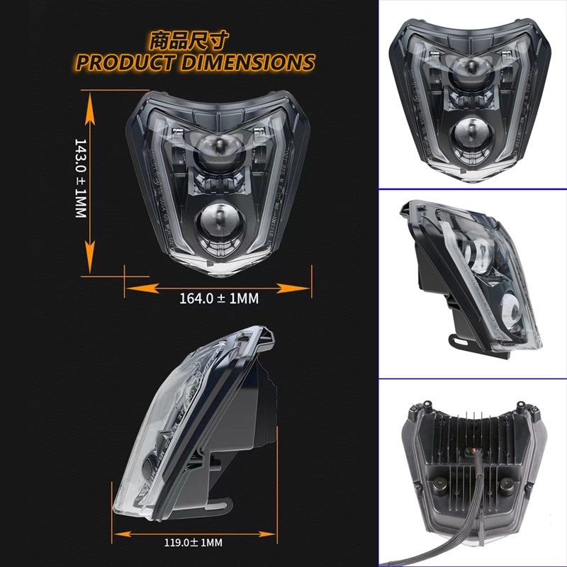 KTM250/300EXC恒舰开禧越野摩托车改装前大灯 超亮远近光LED射灯