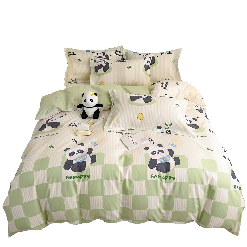 全棉四件套100被套卡通床上用品学生宿舍被罩床单三件套床笠