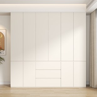 新款奶油风一门到顶60cm深度大衣柜实木欧松板卧室家用柜子衣橱