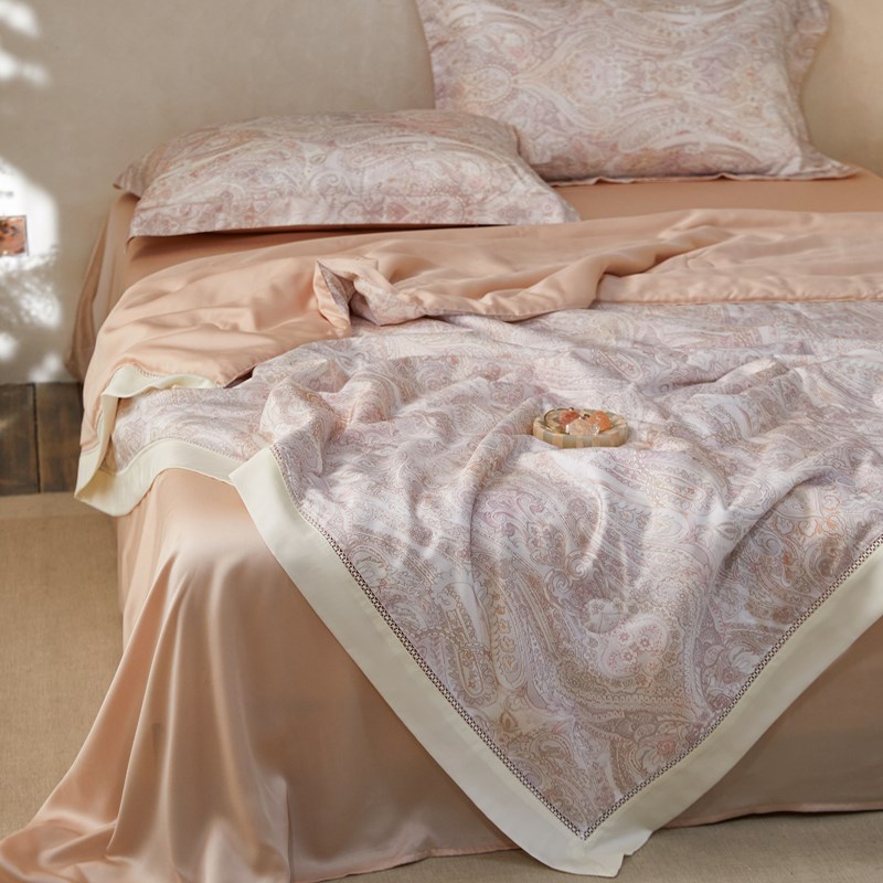 夏季100S超细旦天丝棉夏凉被四件套可机洗镂空蚕丝空调薄被子