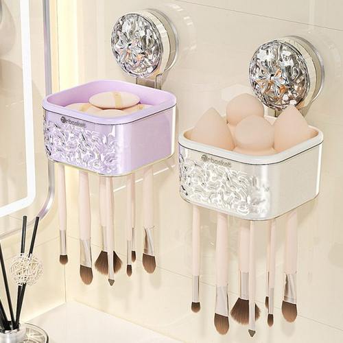 吸盘化妆刷清洗盒美妆蛋洗晾一体碗硅胶不伤毛洗刷工具粉扑晾晒架
