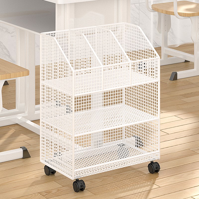 可移动桌边收纳架小书架教室旁学生书本落地置物架V书立架书桌课