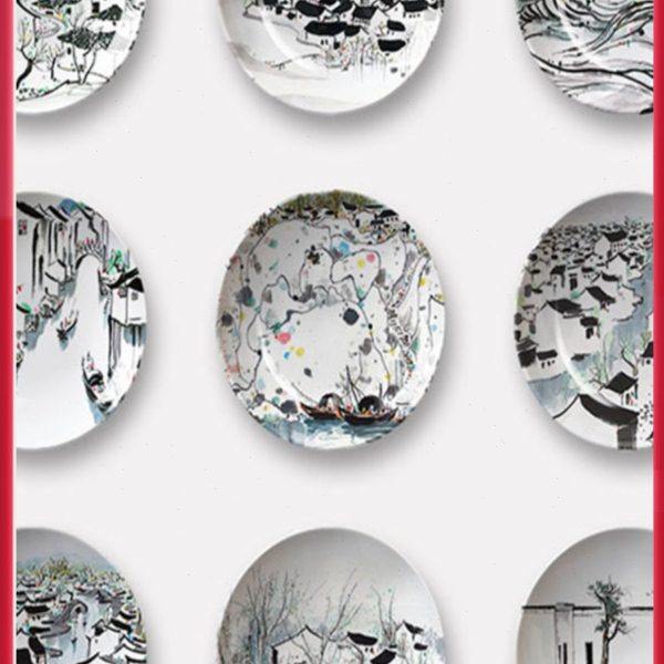 江南水乡挂盘吴冠中国画艺术盘山水写意装饰挂盘创意挂盘墙面装饰,家居饰品,工艺画,淘宝优惠券,粉丝福利购,淘宝优惠卷