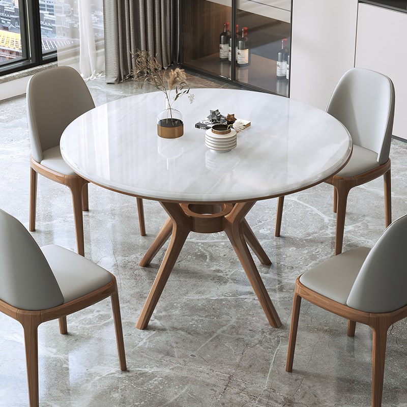 2025新款大理石餐桌圆形餐桌超晶石意式极简O高档奢石轻奢微晶石