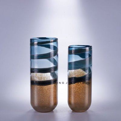 轻奢现代田园风磨砂质感玻璃花瓶样板间售楼高级会所客厅装饰摆件