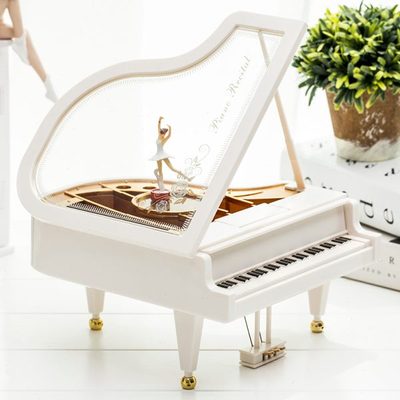 儿童节生日礼物创意钢琴八音盒摆件旋转跳舞小女孩音乐盒学生礼品
