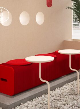 十八纸风琴凳高客厅家用餐凳简约现代时尚展会红色长条凳原创家具