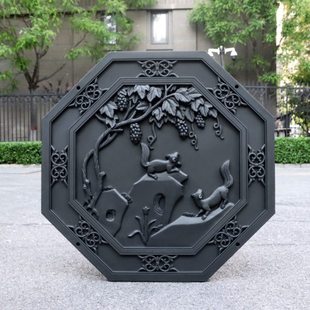 梦古98八角捷报丰收树脂挂件八边形塑料仿砖雕中式照壁影壁芯挂饰