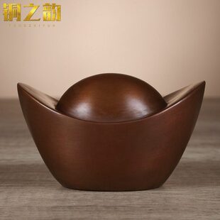 纯紫铜手工金元宝工艺品摆件财神用品小元宝聚宝盆道具中式装饰品