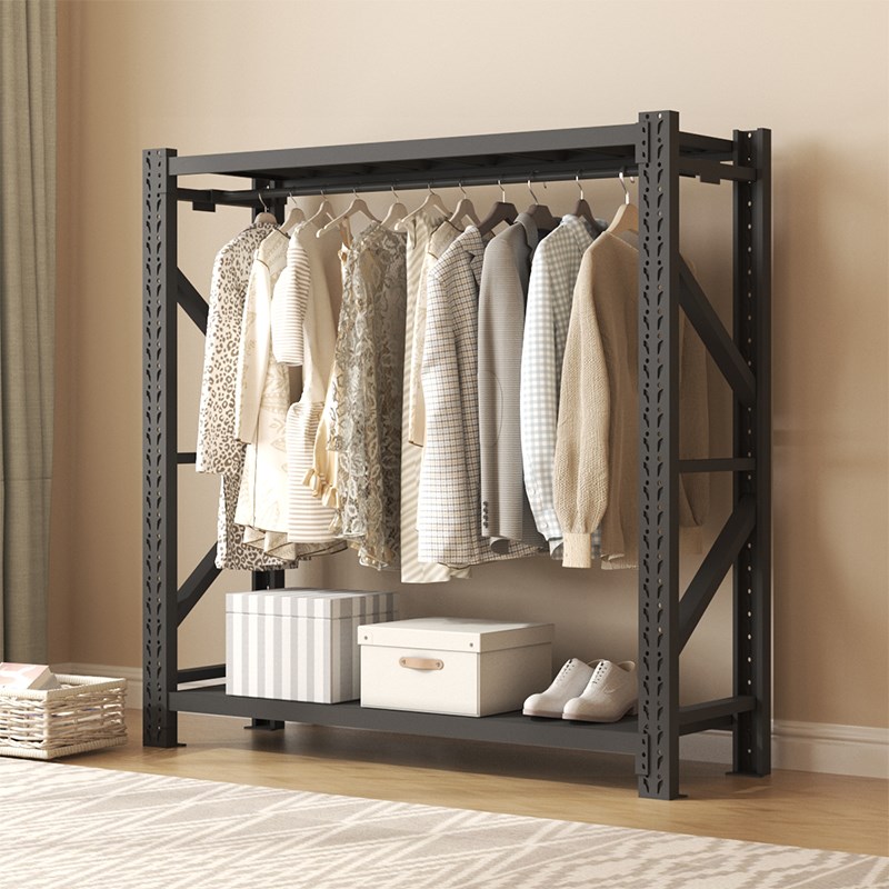 家用开放式衣柜金属货架衣柜晾衣挂衣服仓库服装店展示架多层置物