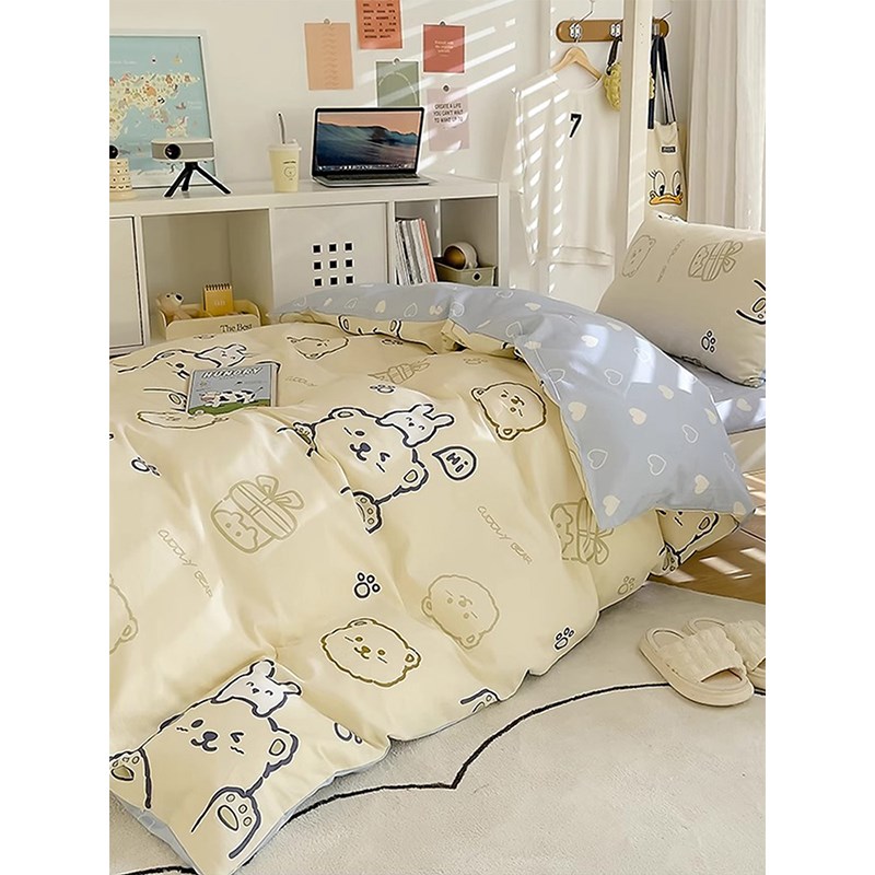 大学生宿舍床上三件套100全棉床品床单床笠被罩单人床六件套