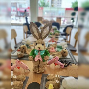 复活节手工diy草编兔子材料包团建暖场活动礼物创意小摆件情侣兔
