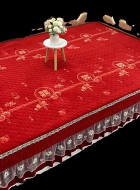 红色婚庆榻榻米床盖绗缝夹棉加厚防滑农村土炕单家用大Z炕垫子定