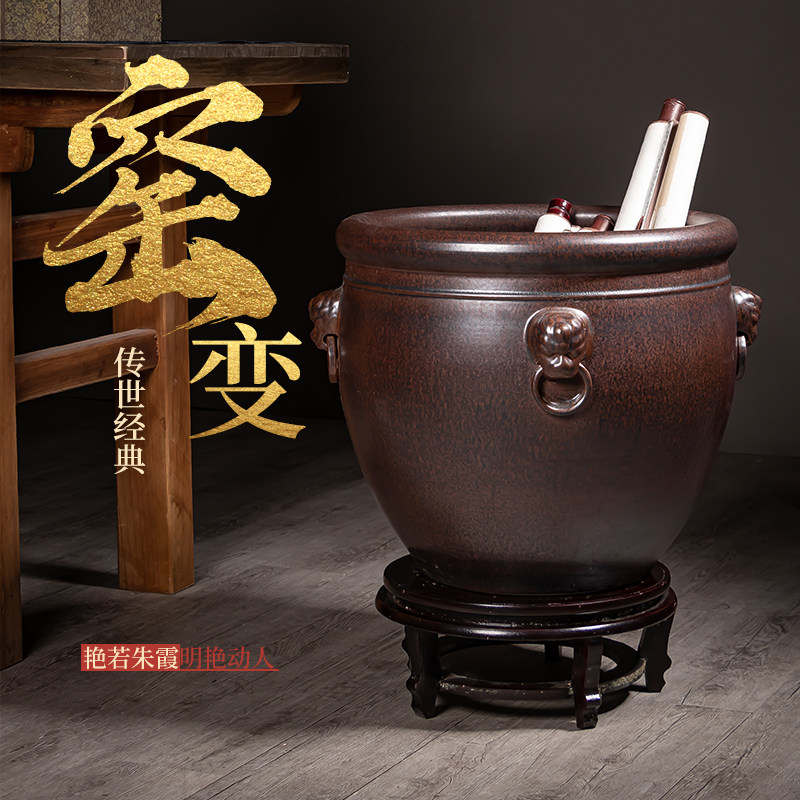 景号镇厅瓷大德鱼缸客陶乌龟锦锂缸庭院荷花盆办公书画收纳筒摆件