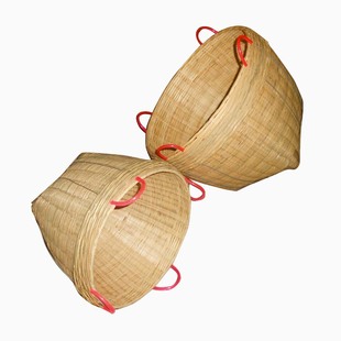 大小号箩筐竹编家用圆形结婚竹筐竹篓编制品簸萁田园纯.手工扁担