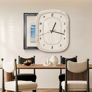 中古风电表箱装饰画竖版带钟表遮挡配电箱弱电盒挂画法式复古壁画