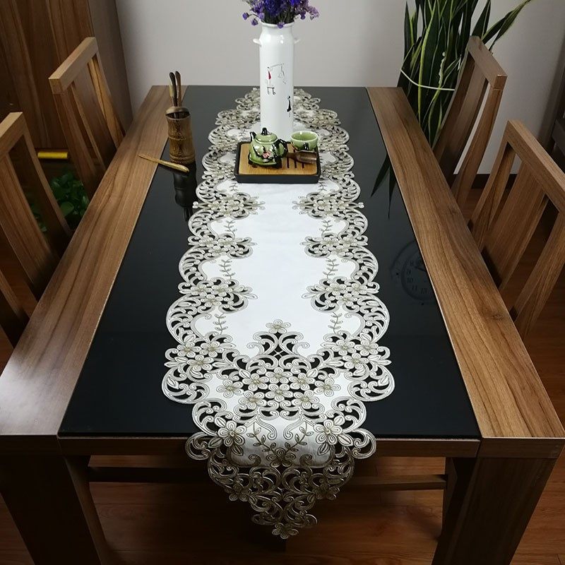 中式欧式布艺刺绣藤蔓花桌布茶几巾F桌旗桌垫电视柜餐边柜盖巾