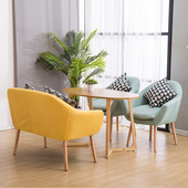 布艺沙发奶茶甜品店餐咖啡厅洽谈桌椅组合双人卡座简约现代休闲椅