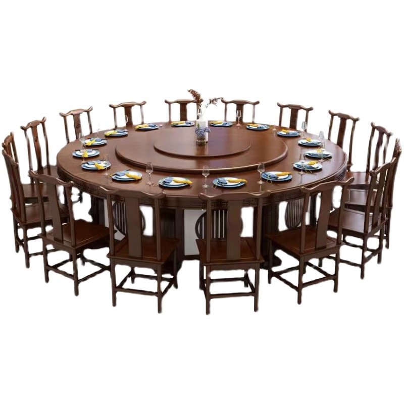 红木色实木牛角餐椅中式椅设计家用饭厅饭店简约靠背椅官帽月牙椅