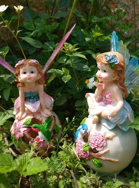 户外花园装饰花仙翅膀庭院乡村多肉小摆件创意学生小礼物