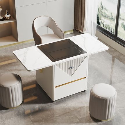 多功能岩板可移动泡茶茶台阳台折叠茶桌椅组合家用小户型茶车轻奢