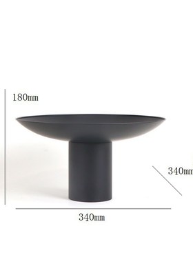 新中式轻奢描金哑黑托盘摆件客厅书房办公室样板间果盘软装摆设