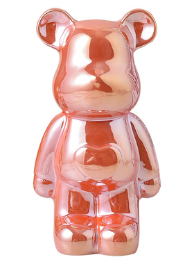 网红暴力熊摆件陶瓷电镀客厅轻奢桌面存钱罐爱心卡通公仔潮流儿童