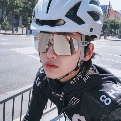 女士无边框自行车骑行夜骑眼镜超轻户外运动徒步护目镜防风墨镜男