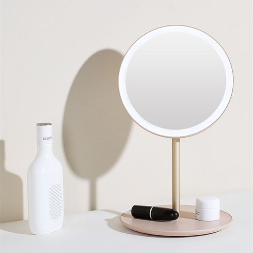 MUIDled化妆镜带灯网红镜子折叠台式桌面宿舍学生随身镜便携充电