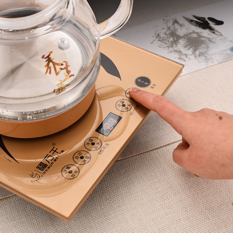 福万千全自动双上水电热烧水壶家用茶桌一体电茶炉嵌入37x23茶台