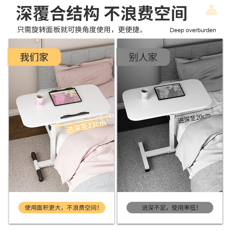 床边桌可移动折叠简易卧室学生床上宿舍下铺可调节升降懒人电脑桌