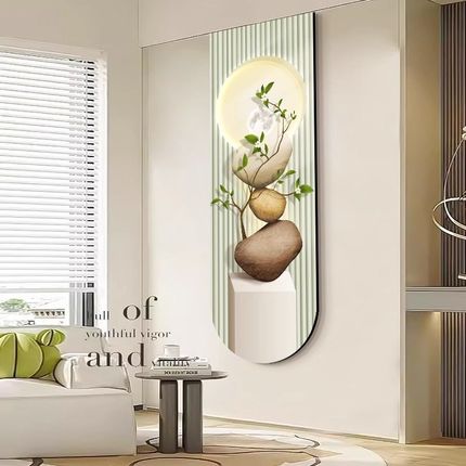 壁灯奶油风入户玄关装饰画石来运转走廊尽头led灯壁画高级感挂画