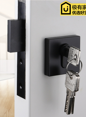 依佰利黑色方形辅助锁仿古铜闭锁单面锁单舌防盗锁V金色无把手门