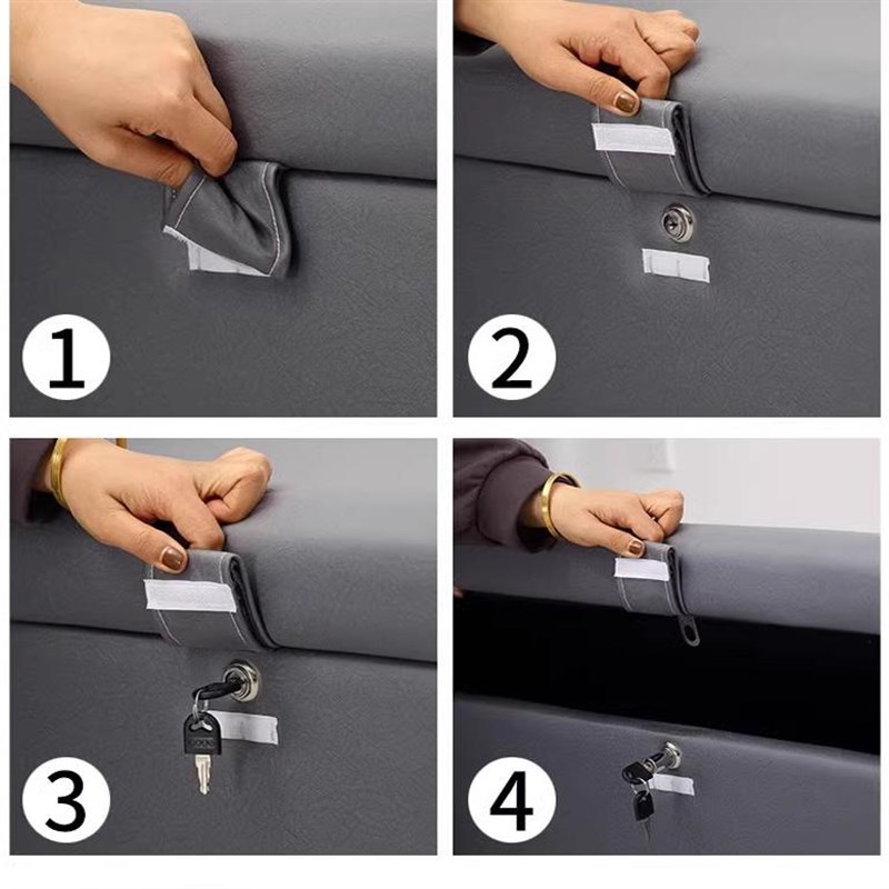 双隐藏锁保c密长条小沙发娃娃收纳凳加宽加大带锁家用储物箱床尾