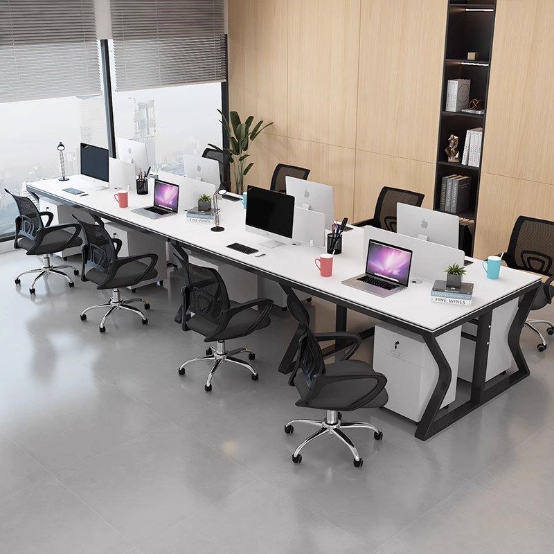 职员办公桌现代简约员工办公室2/4/E6/人位卡座培训电脑桌会议组