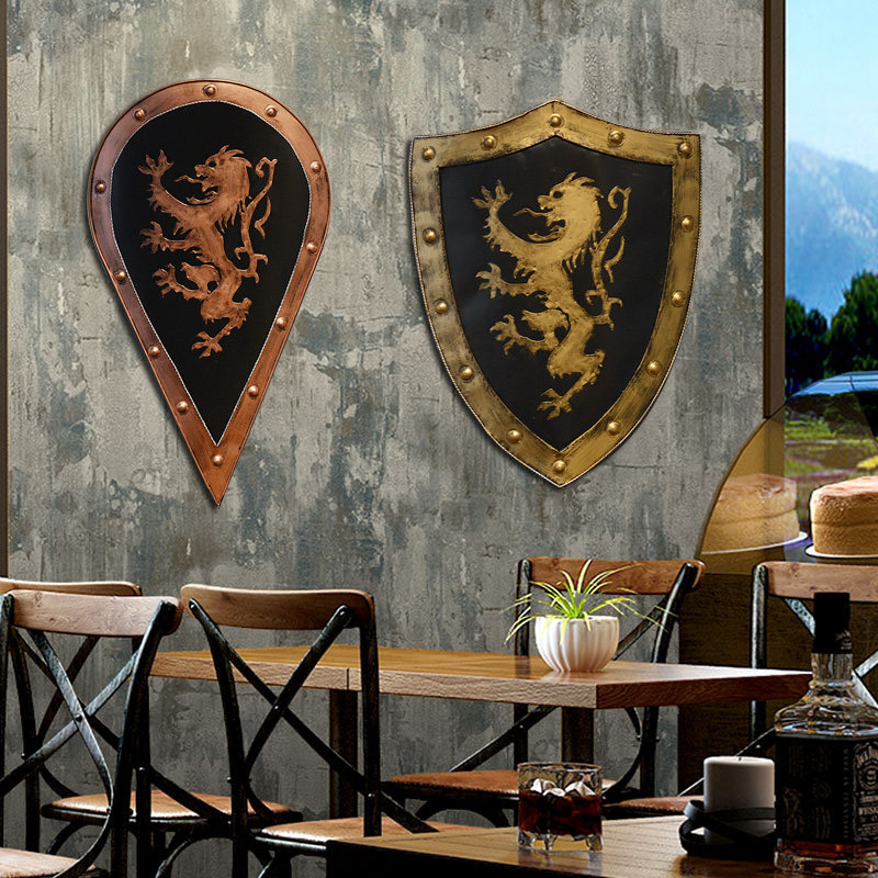 复古创意个性武士盔甲盾牌壁挂装饰品酒吧客厅餐厅墙壁装饰品挂件