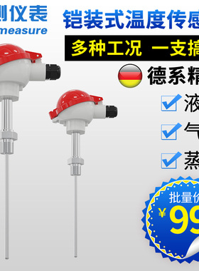 K型铠装热电偶WRN-1n30高温探头Pt100温度传感器wzp-130/230热电