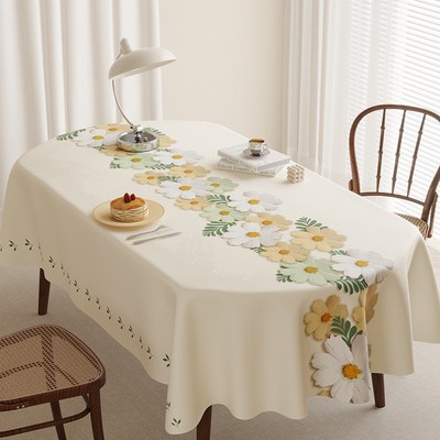 高级感椭圆桌餐桌布防水防油防烫免洗PVC加厚折叠桌台布2025新款